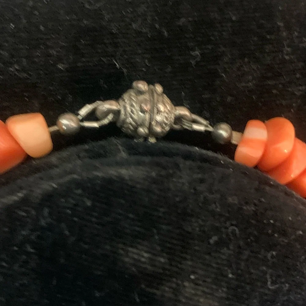 Orange Beaded Necklace with White Flower Pendant - Picture 2 of 11